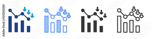 Degradation icon set multiple style collection