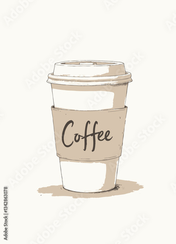 Coffee Cup Vector with Brown Sleeve Design