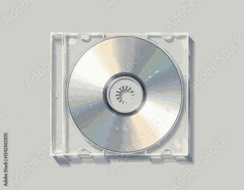 Compact disc in clear case on gray surface