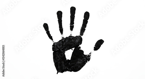 Set black hand print, paint ink isolated on white, clipping 