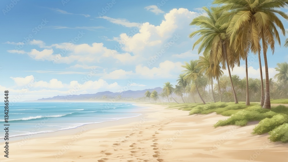 A serene beach scene featuring gentle waves lapping against golden sand. A serene beach scene featuring gentle waves lapping against golden sand.