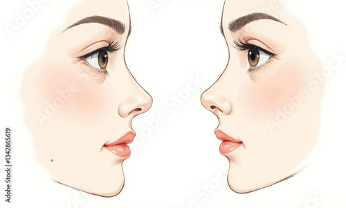Facial profiles for cosmetic surgery analysis, mole present