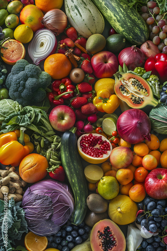 Wallpaper Mural Vibrant Assortment of Fresh Fruits and Vegetables Rich in Vitamins and Nutrients Torontodigital.ca