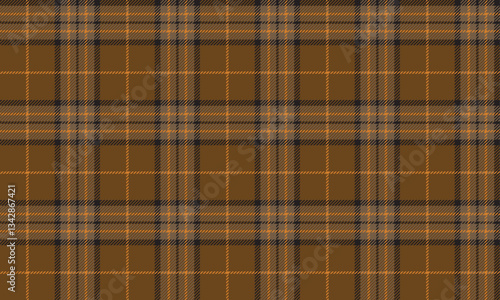 Seamless plaid pattern, brown, yellow, black, simple and elegant design, suitable for designing clothes such as skirts and pants, giving a classic and warm feeling, vector illustration.