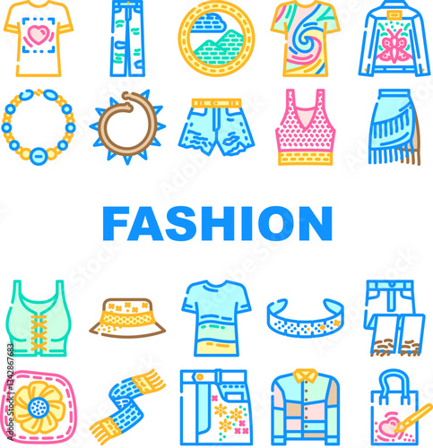 diy fashion upcycling icons set vector
