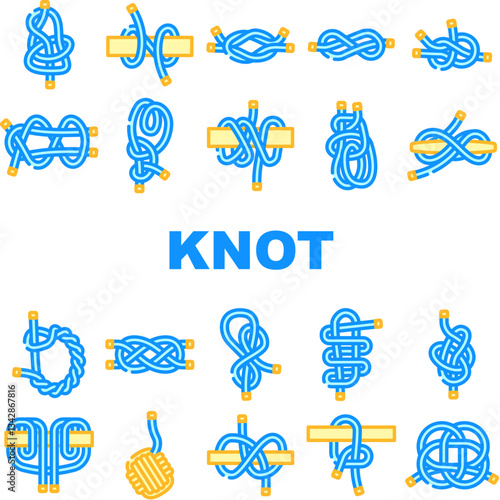nautical knot marine ship icons set vector