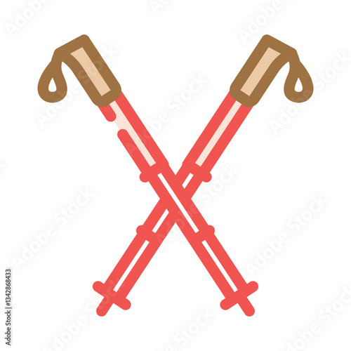 poles ski mountain winter color icon vector illustration