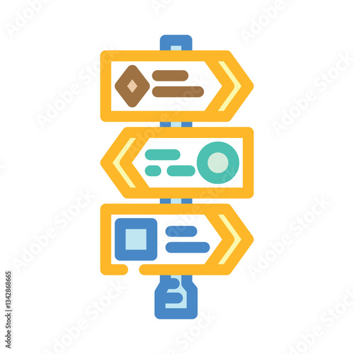 trail ski marker winter skiing color icon vector illustration
