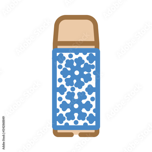 thermos flask snowflakes ski resort color icon vector illustration