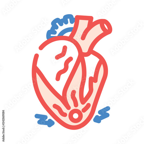 heart failure cardiology disease color icon vector illustration