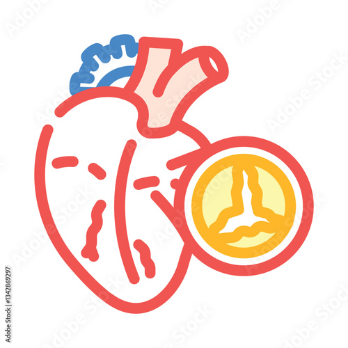 heart valve disease cardiology disease color icon vector illustration