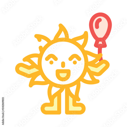shy cute sun character color icon vector illustration
