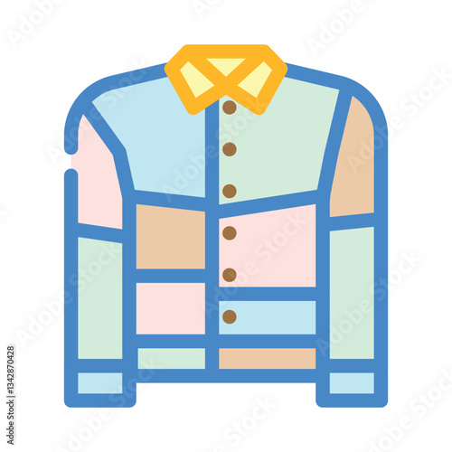 patchwork jacket diy fashion handmade color icon vector illustration