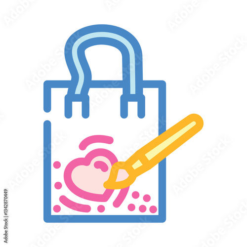 hand painted tote bag diy fashion handmade color icon vector illustration