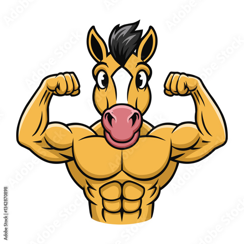 Strong Horse Bodybuilder Flexing His Muscles