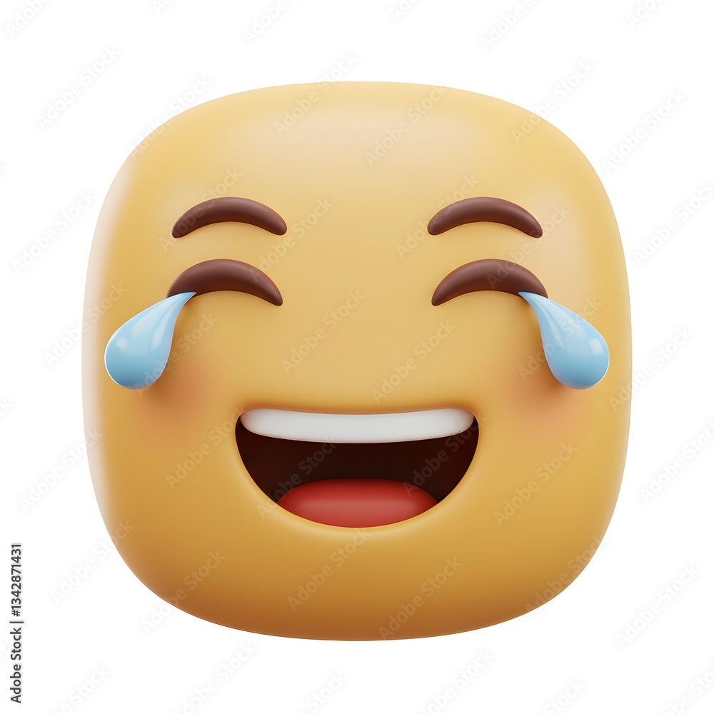 Fototapeta premium 3D Render of a Joyful Crying Emoji Tears of Laughter Digital Art Illustration