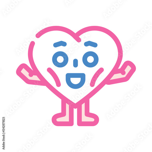 heart character happy emotions color icon vector illustration