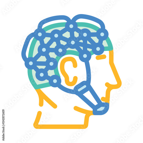 eeg procedure neurologist color icon vector illustration