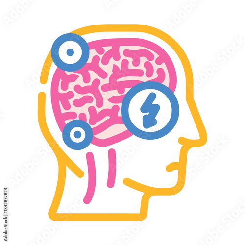 neurological disorders color icon vector illustration