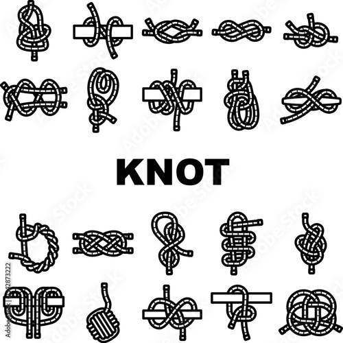 nautical knot marine ship icons set vector