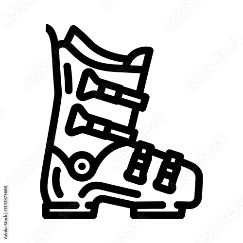 boots ski mountain winter line icon vector illustration