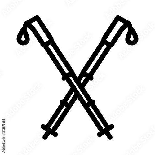 poles ski mountain winter line icon vector illustration