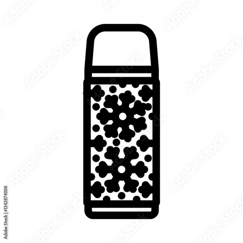 thermos flask snowflakes ski resort line icon vector illustration