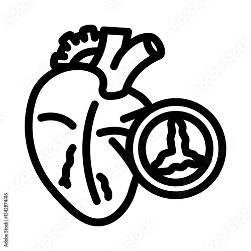 heart valve disease cardiology disease line icon vector illustration