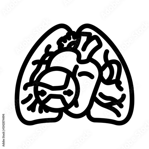 pulmonary hypertension cardiology disease line icon vector illustration