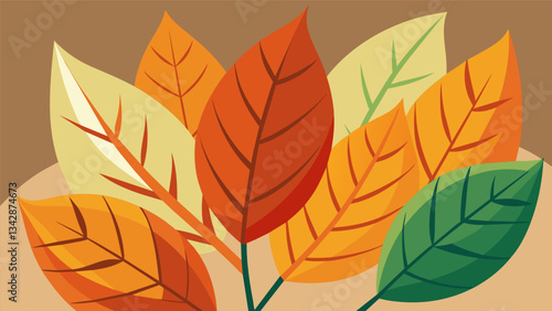 A closeup of leaves changing colors in the fall reminding the viewer of the constant change and reminding them to embrace it.. Vector illustration