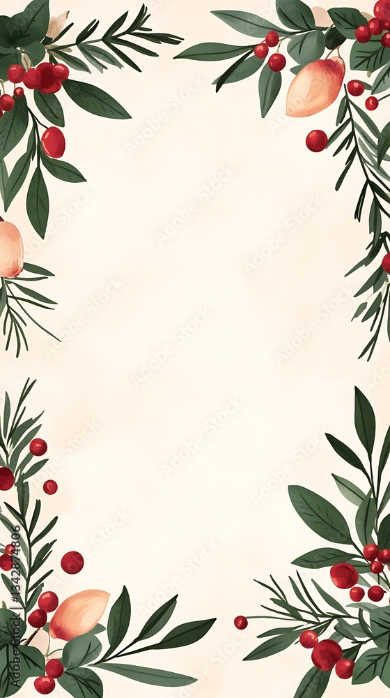 Naklejka premium Festive Floral Frame: Holiday Border Design.