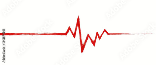 Red Brush Stroke Heartbeat on White