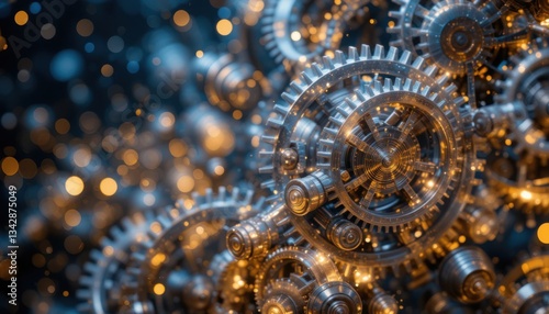 Wallpaper Mural Abstract Cosmic Gearwork Interlocking Cogs and Wheels in a Starry Galaxy Torontodigital.ca