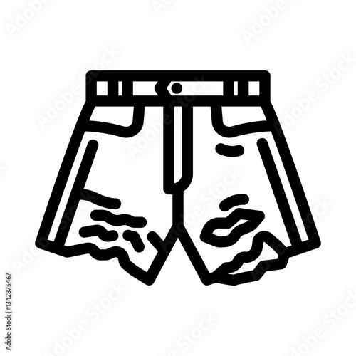 ripped denim shorts diy fashion handmade line icon vector illustration