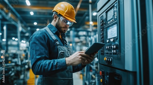 Industrial Worker Checking Machinery Controls
