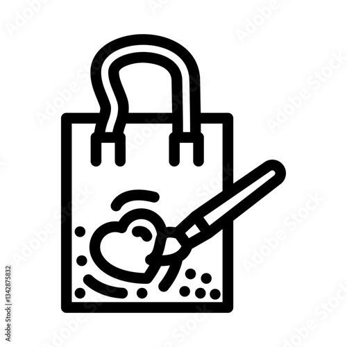 hand painted tote bag diy fashion handmade line icon vector illustration