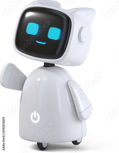3D Friendly robot assistant waving
