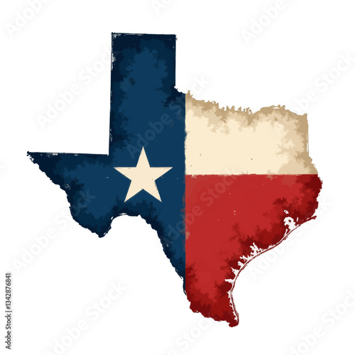 Texas state outline with flag texture