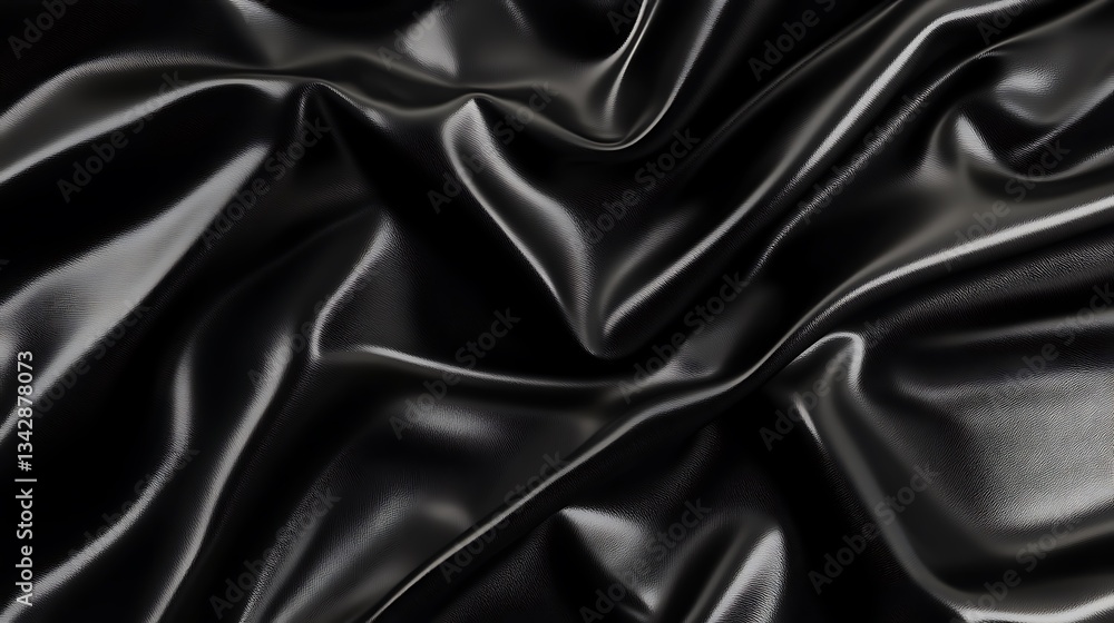 Obraz premium A close-up of crumpled black fabric showcasing texture and sheen.