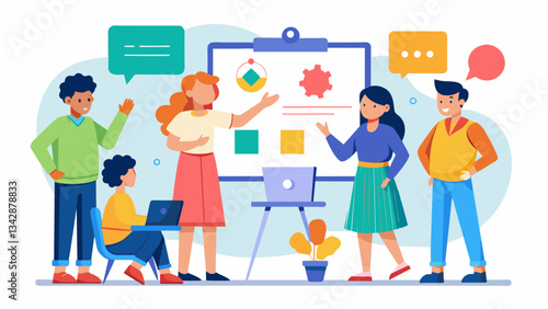 The interactive whiteboard session was a hit with the students who eagerly shared their ideas and opinions through the various interactive activities.. Vector illustration