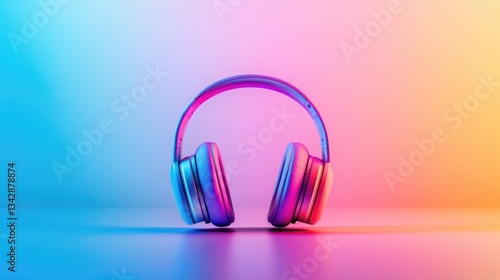 Stylish over-ear headphones stand out against a colorful gradient, highlighting modern design and tech for music lovers