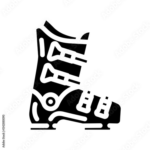boots ski mountain winter glyph icon vector illustration