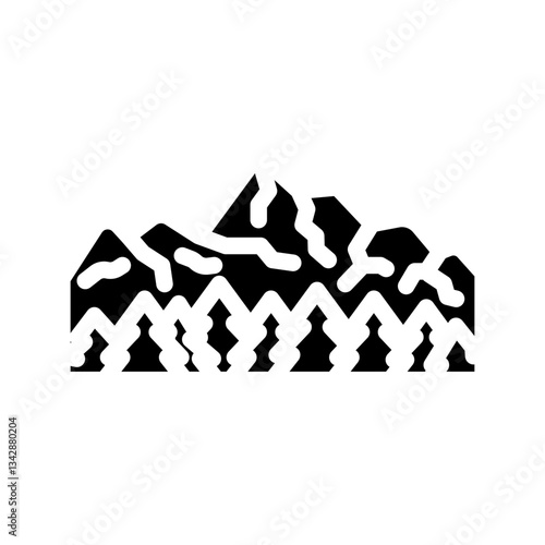 snow covered mountain mountain winter glyph icon vector illustration