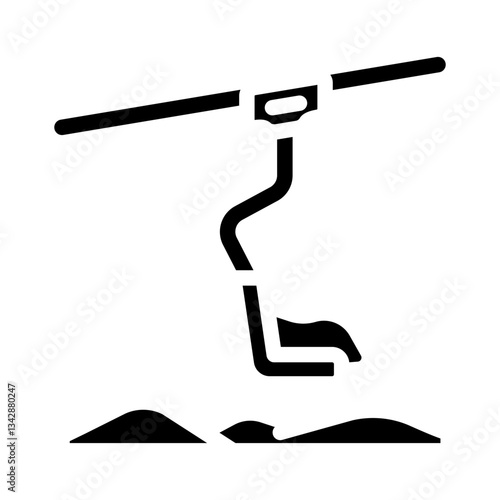 chairlift skier winter skiing glyph icon vector illustration