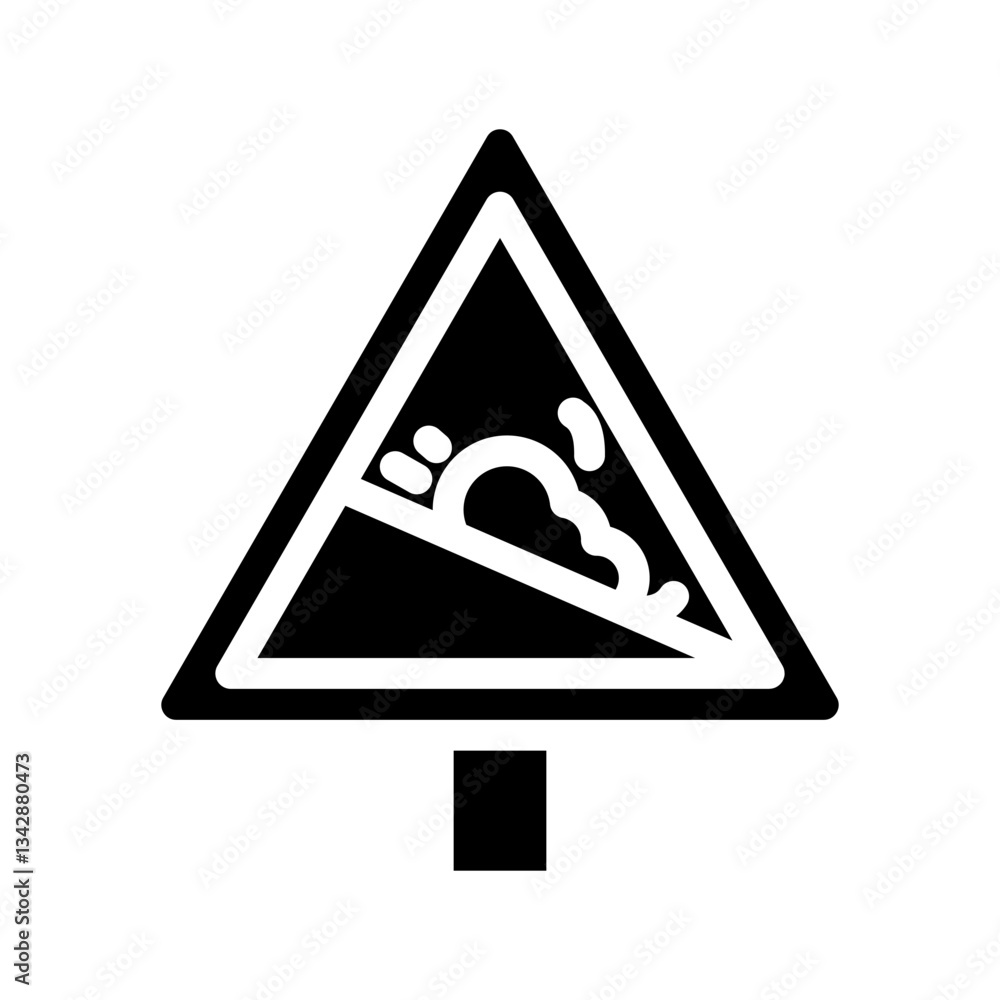 avalanche warning ski resort glyph icon vector illustration avalanche warning ski resort glyph icon vector illustration