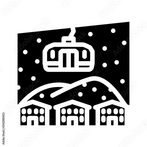 resort wski inter skiing glyph icon vector illustration