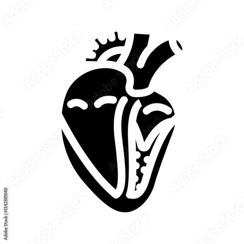 restrictive cardiomyopathy cardiology glyph icon vector illustration