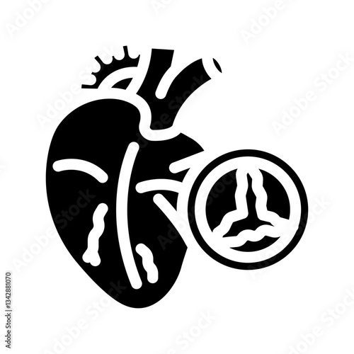 heart valve disease cardiology disease glyph icon vector illustration
