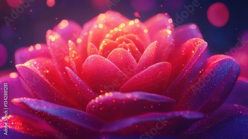 Vibrant Close-Up of Pink Flower Petals with Sparkling Effects