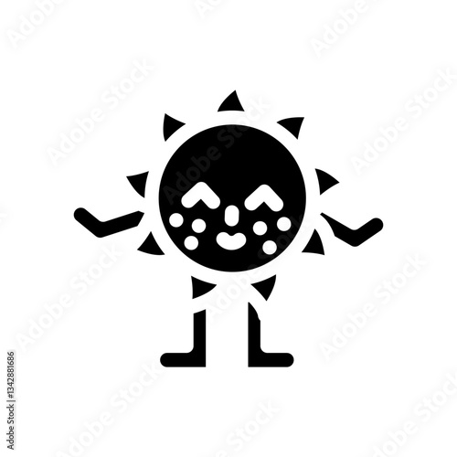 arms legs cute sun character glyph icon vector illustration